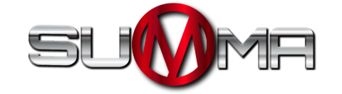 Primer logo de SUMMA, con la M en rojo