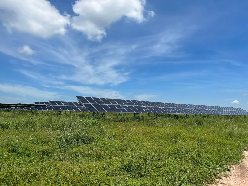 Parque solar en campo abierto